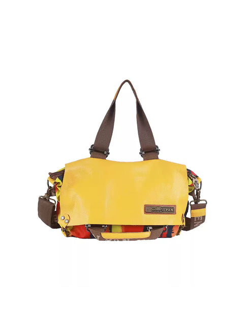 Bolso bandolera retro de piel con empalmes para mujer