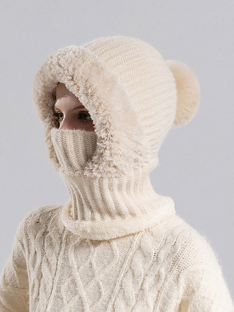 Bufanda y gorro de punto de felpa cálido para mujer para invierno