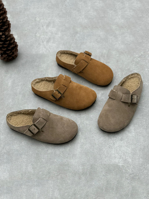 Pantuflas Birkenstock de piel auténtica con forro polar para mujer