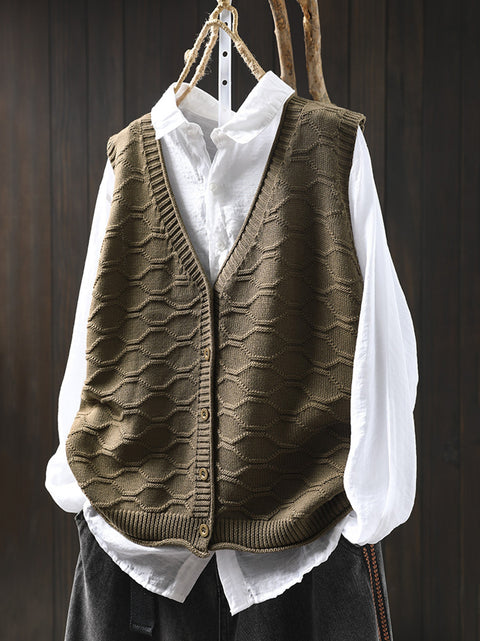 Women Casual Autumn V-Neck Knit Vest