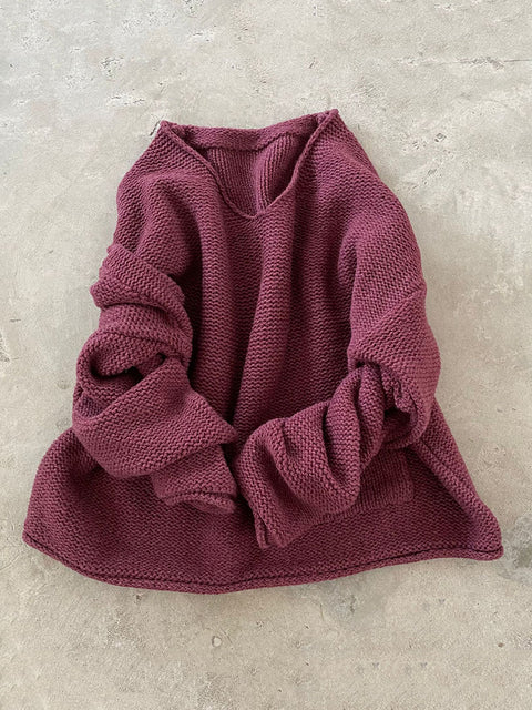 Women Autumn Pure Color O-Neck Knit Sweater