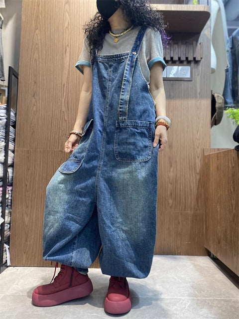 Women Spring Artsy Denim Harem Jumpsuits