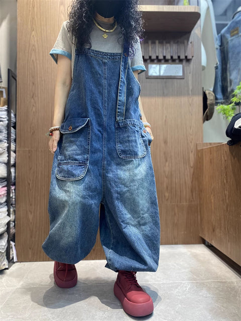 Women Spring Artsy Denim Harem Jumpsuits