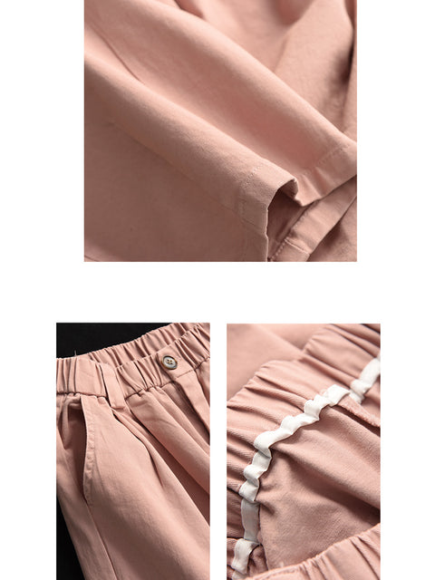 Pantalones rectos de algodón de color puro informales de primavera para mujer