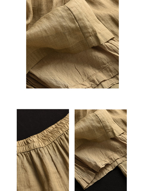 Pantalones anchos de ramio de doble capa para mujer para primavera