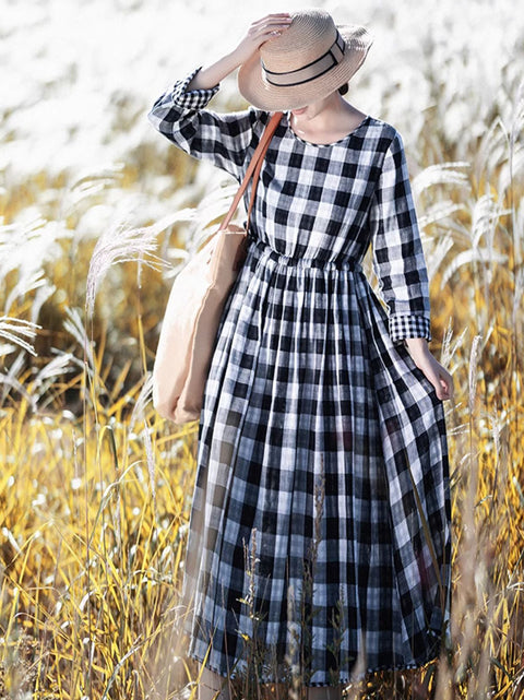 Vestido vintage de primavera con tirantes en la cintura y diseño de celosía para mujer