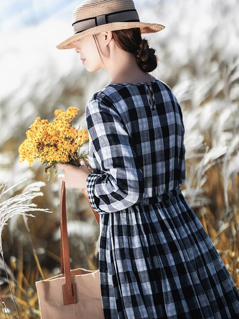 Vestido vintage de primavera con tirantes en la cintura y diseño de celosía para mujer