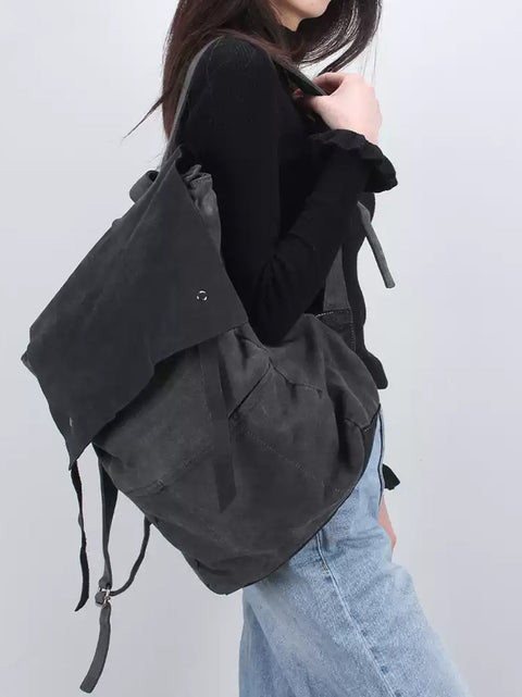 Mochila vintage de lona de gran capacidad para mujer