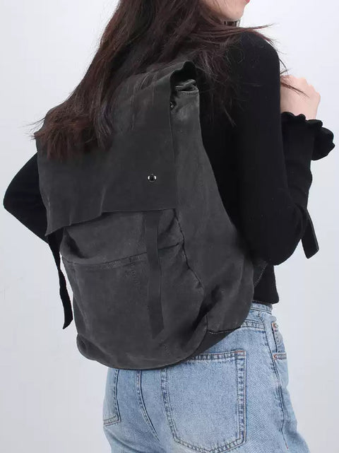 Mochila vintage de lona de gran capacidad para mujer