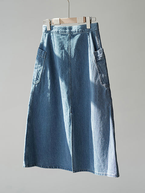 Women Spring Casual Washed Denim A-Shape Skirt