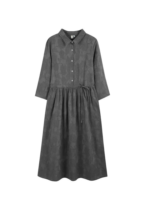 Women Spring Vintage Jacquard Cotton Linen Dress