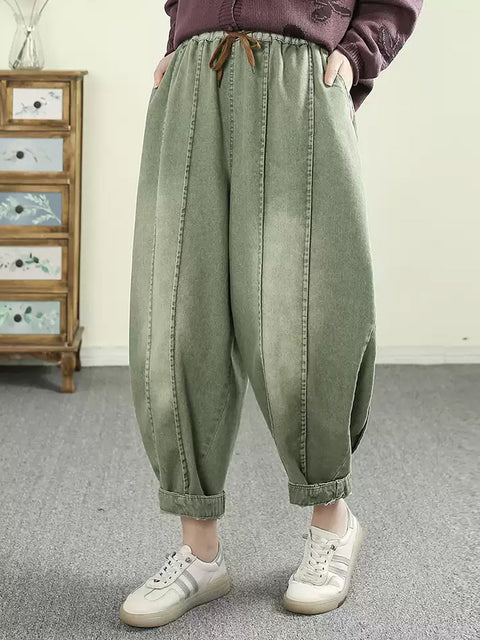 Pantalones harén de mezclilla lavados estilo retro de primavera para mujer