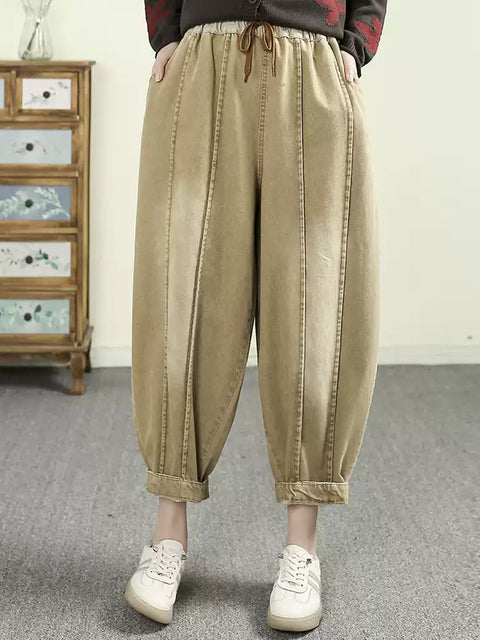 Pantalones harén de mezclilla lavados estilo retro de primavera para mujer