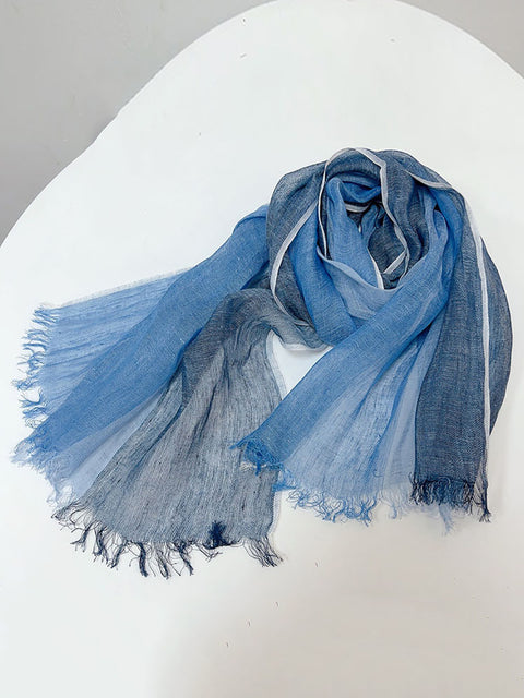 Casual Linen Colorblock Tassel Sunproof Scarf