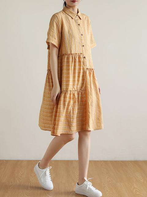 Women Summer Artsy Stripe Spliced Dress