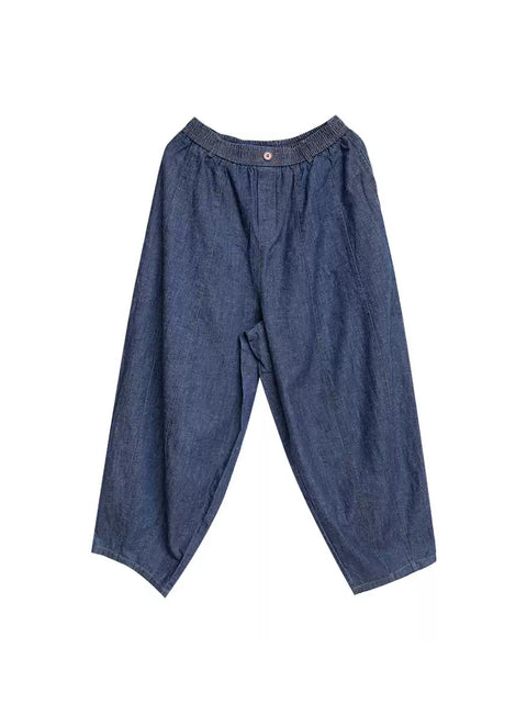 Women Spring Retro Denim Loose Harem Pants