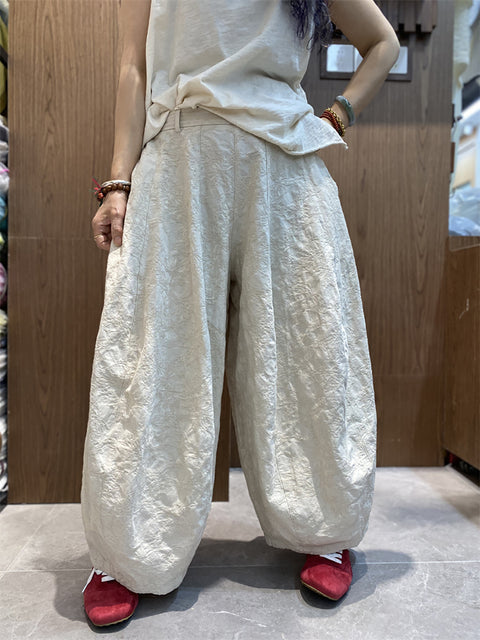 Pantalones harén de algodón de color puro vintage de primavera para mujer