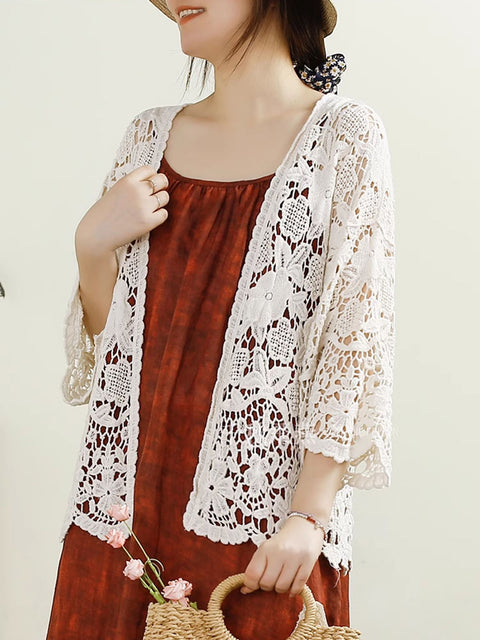 Women Summer Casual Solid Knitted Shirt Coat