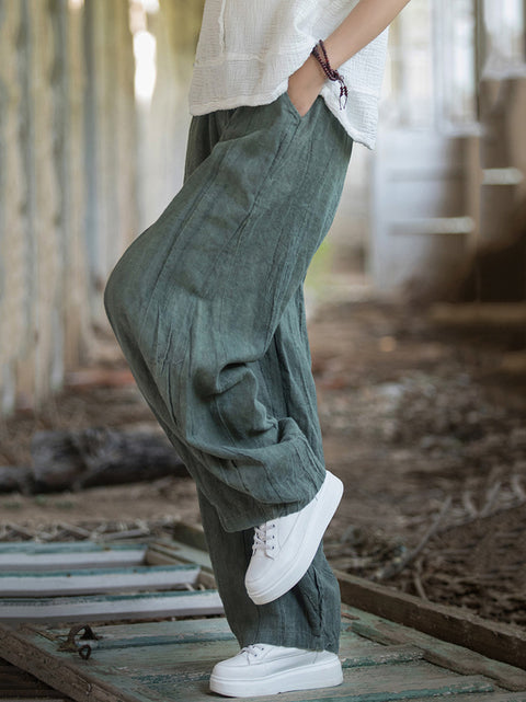 Pantalones harén con forro polar y efecto tie-dye de estilo vintage para mujer