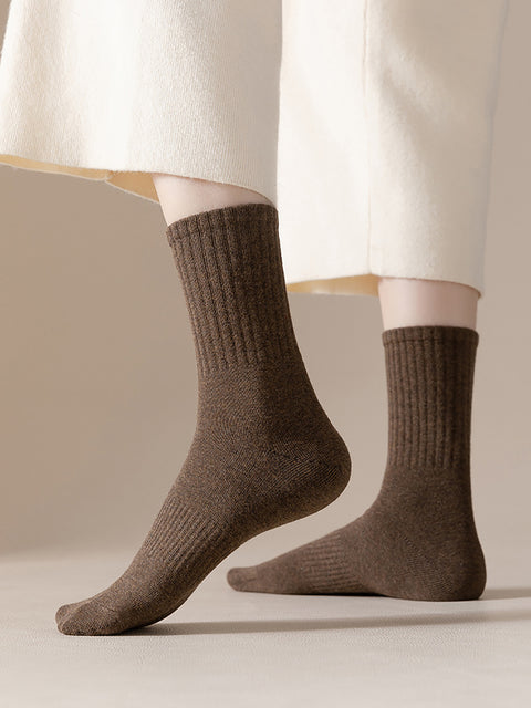 6 pares de calcetines de algodón lisos de invierno para mujer