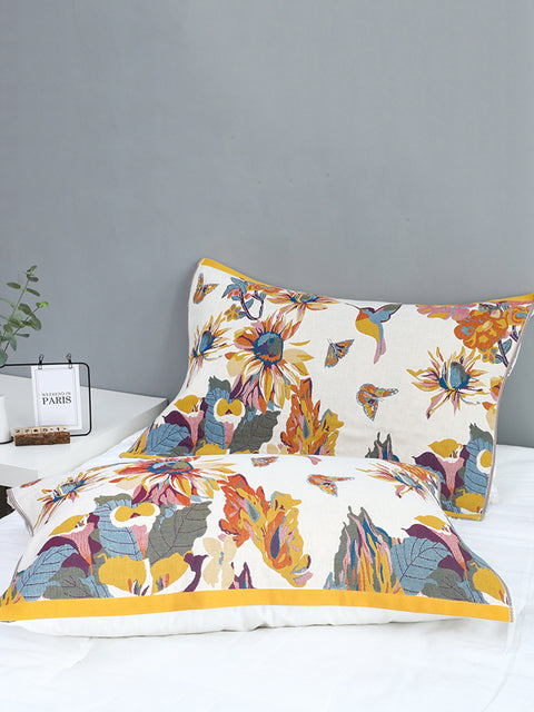 Manta de sofá con funda de cama de jacquard de flores de algodón multicapa