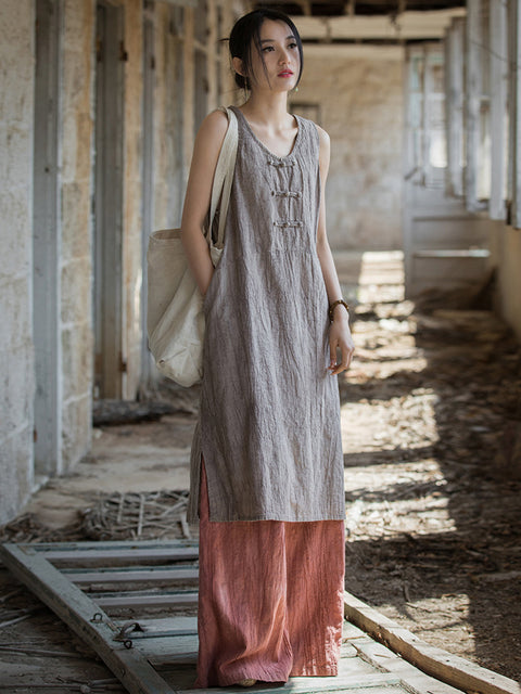 Vestido estilo chaleco con efecto tie-dye vintage de verano para mujer