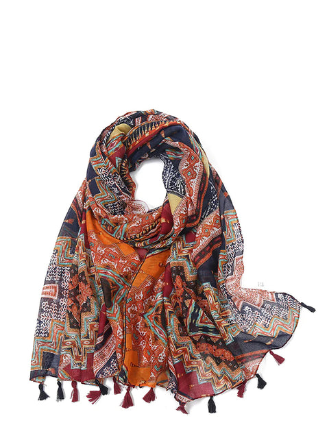 Bohemian Print Tassel Travel Shawl Scarf