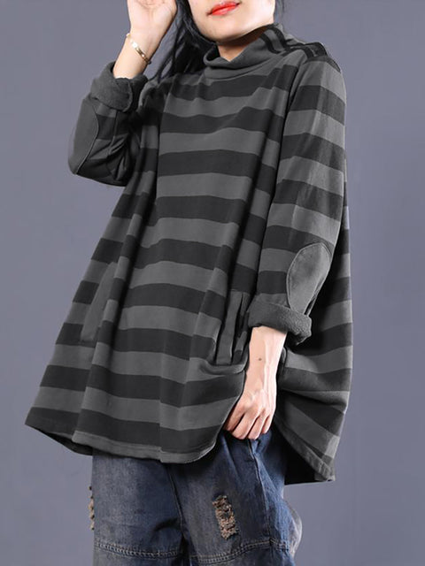 Women Women Casual Stripe Turtleneck Swernshirt