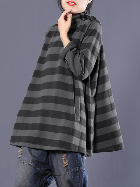 Women Women Casual Stripe Turtleneck Swernshirt