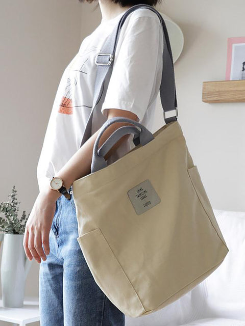 Casual Patchwork Large Canvas Shoulder Bag