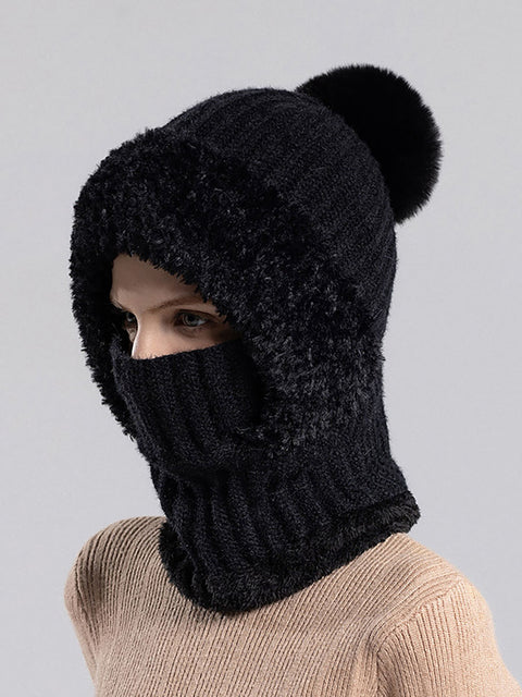 Bufanda y gorro de punto de felpa cálido para mujer para invierno