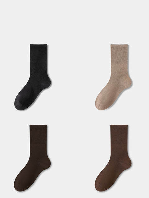 4 pares de calcetines largos de algodón lisos para mujer