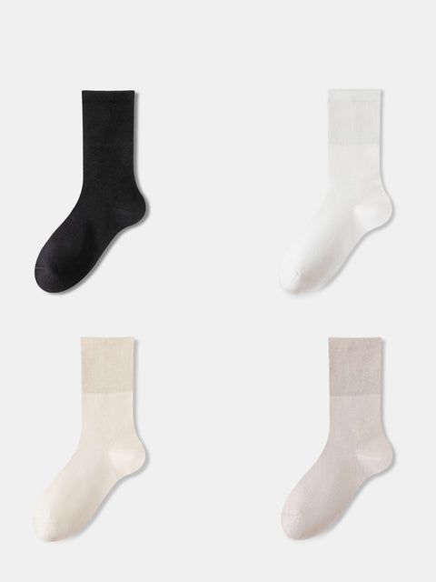 4 pares de calcetines largos de algodón lisos para mujer