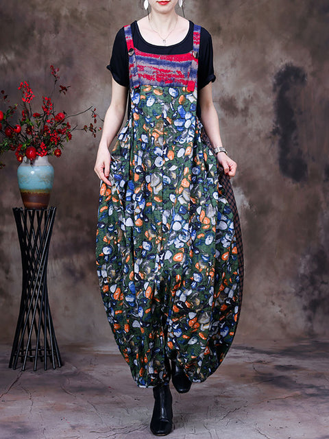 Summer Vintage Floral Women Retro Jumpsuit