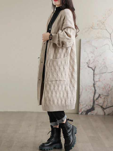 Solid Loose Casual Mid Length Women Coat