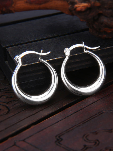 Women Casual Sliver Round Circle Earrings