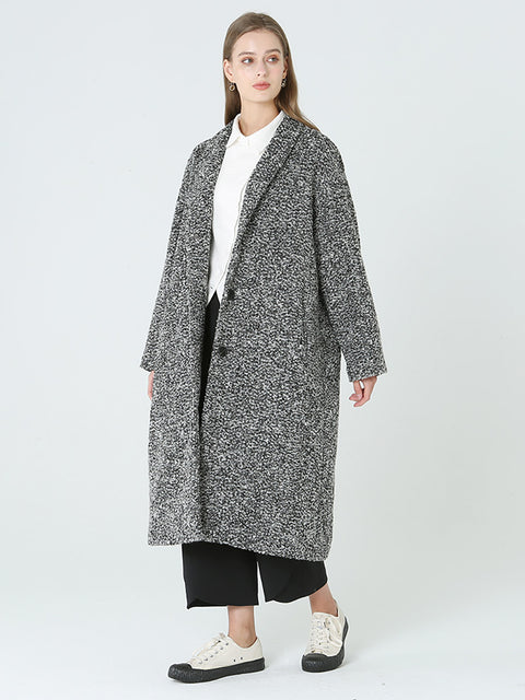 Plus Size Long Wool Women Winter Long Sleeve Coat M-2XL